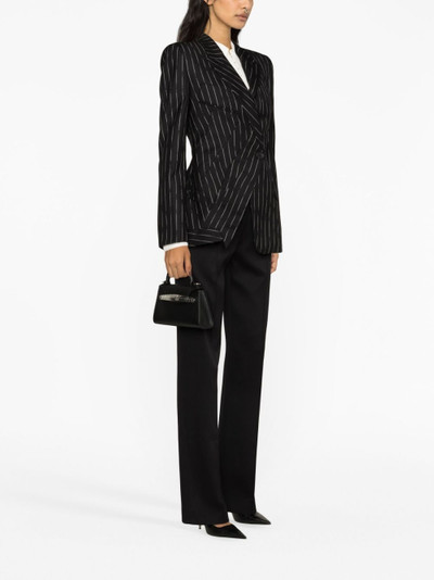 Alexander McQueen pinstripe asymmetrical wool blazer outlook