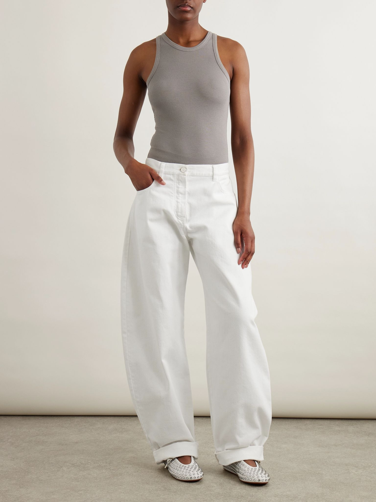 Ribbed-knit bodysuit Gray - 2
