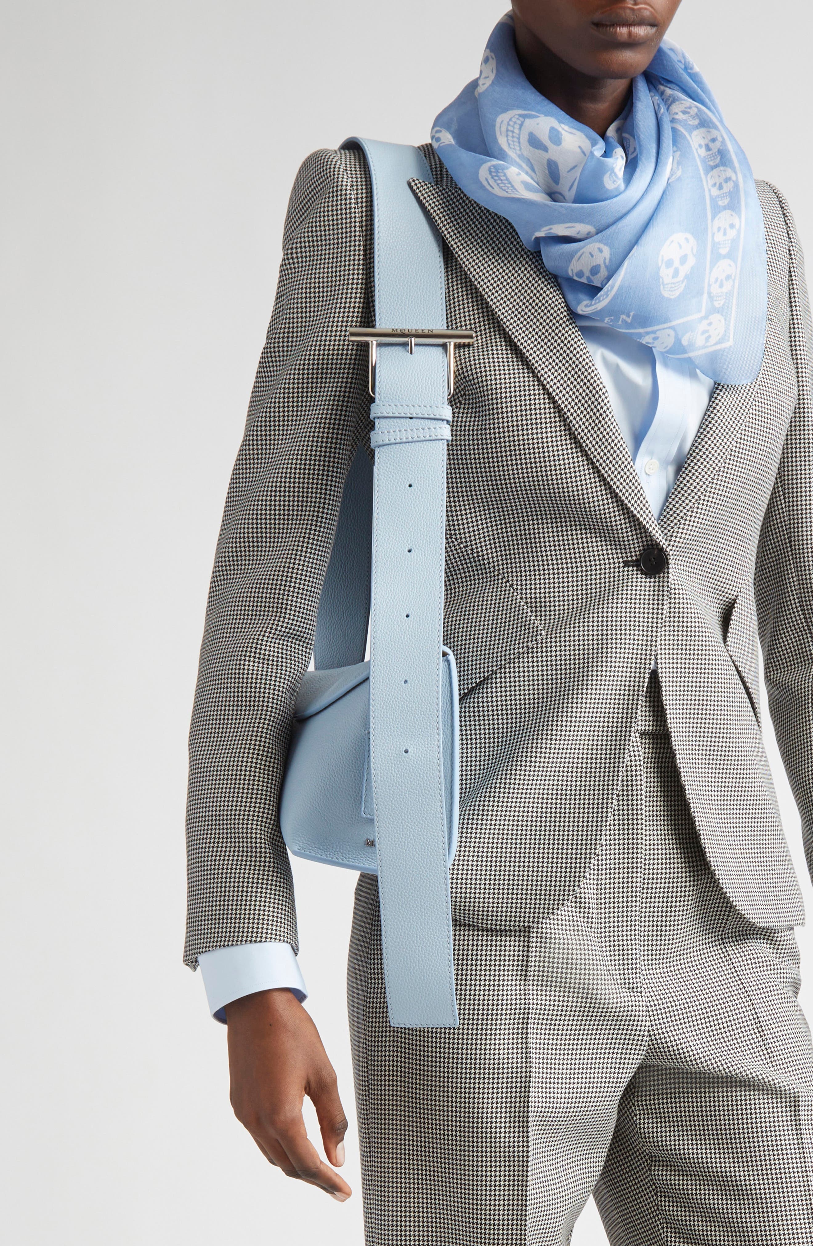 McQueen T-Bar Sling Asymmetric Leather Crossbody Bag in Shirting Blue/Silver at Nordstrom - 3
