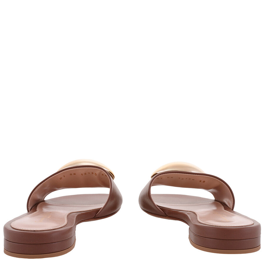 Gianvito Rossi Cuoio Embellished Leather Slides - 4