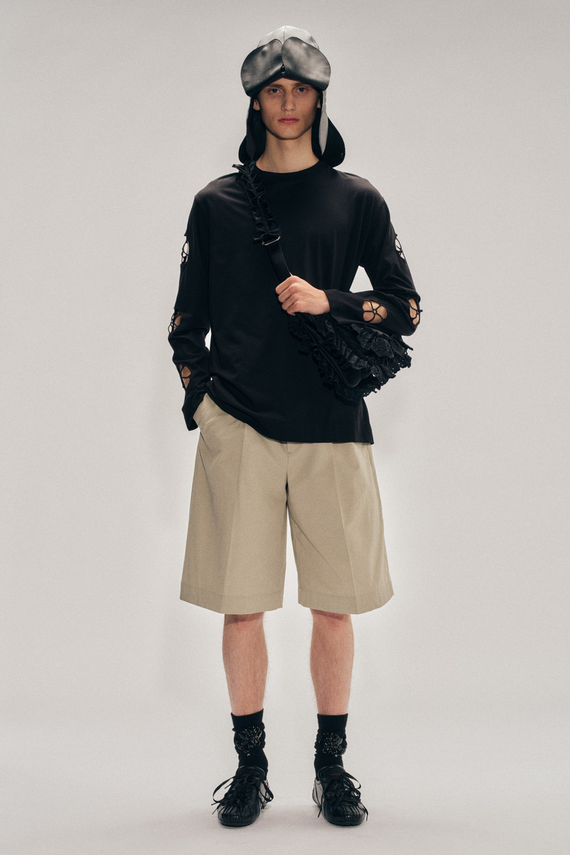 Simone Rocha Tailored Wide Leg Belt Loop Tab Shorts outlook