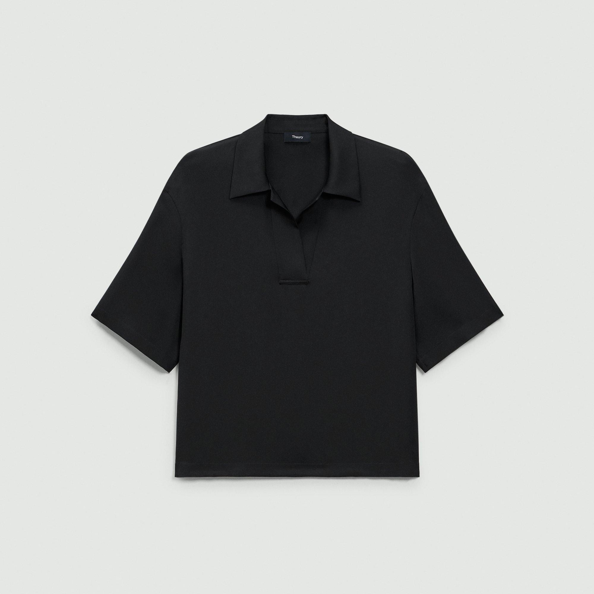 Oversized Polo Shirt in Silk Georgette - 1