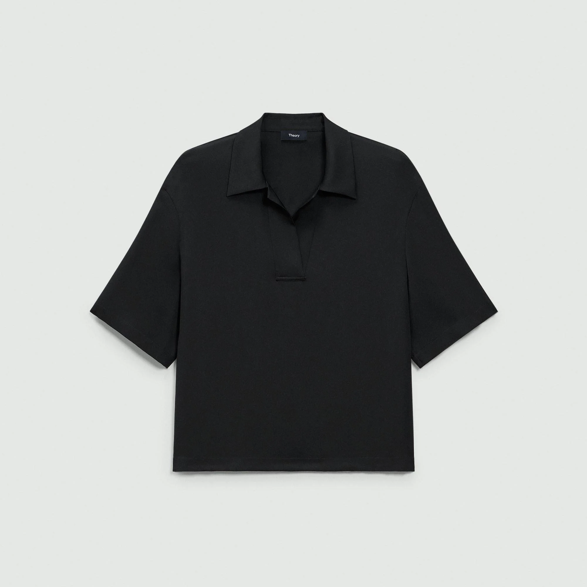 Oversized Polo Shirt in Silk Georgette - 1