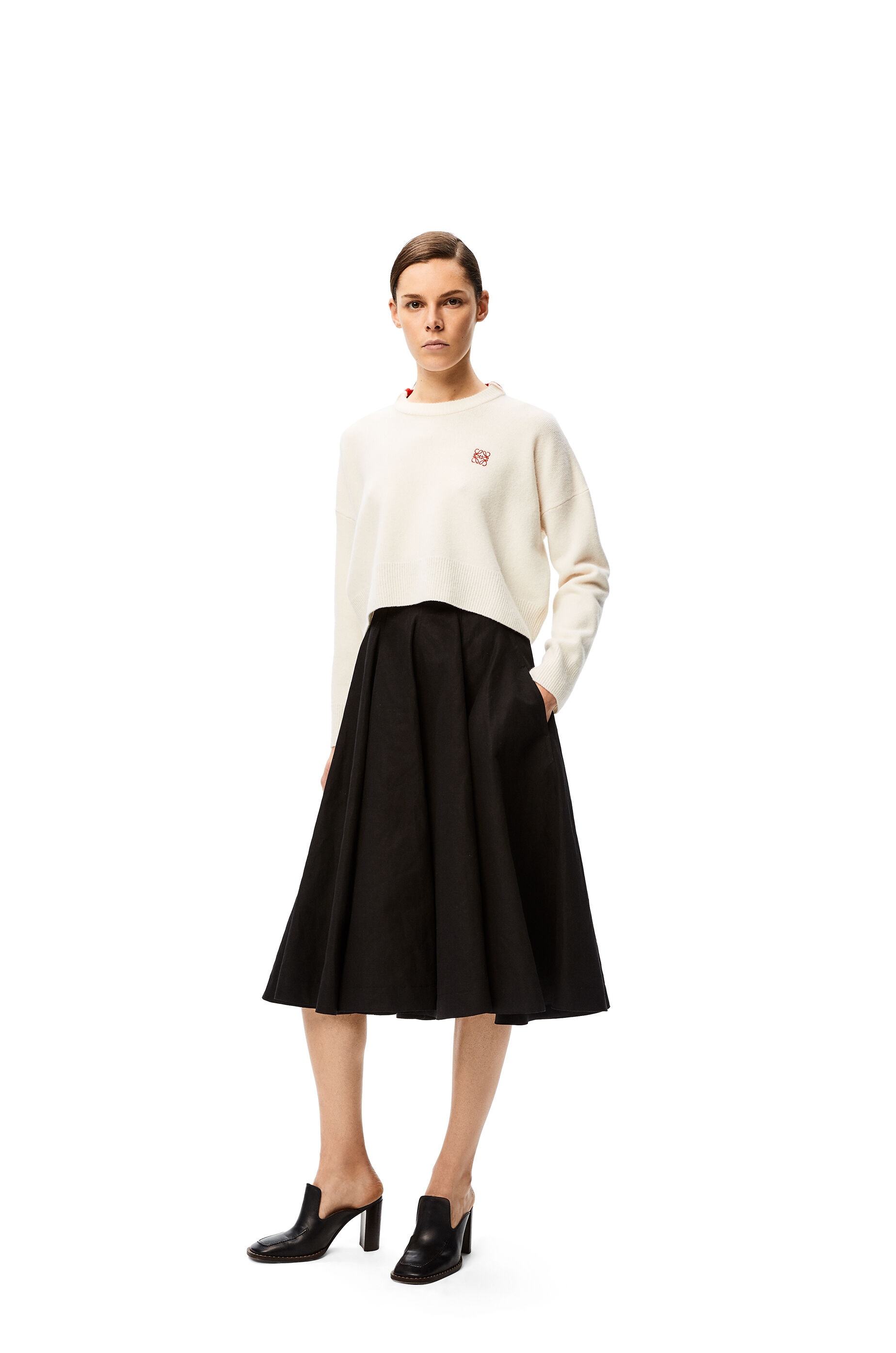 High waisted flare skirt in cotton and linen - 2