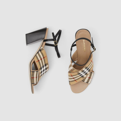 Burberry Latticed Cotton and Leather Block-heel Sandals outlook