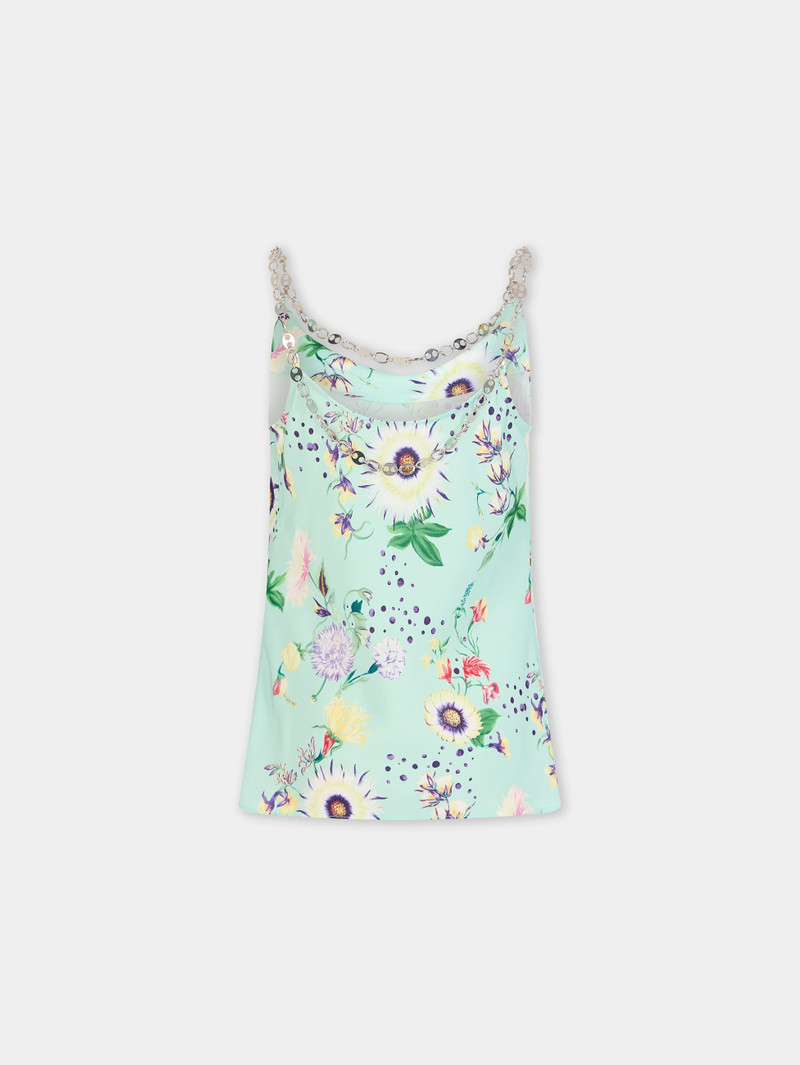 rabanne FLORAL PATTERNED TOP WITH CHAIN DETAILS outlook