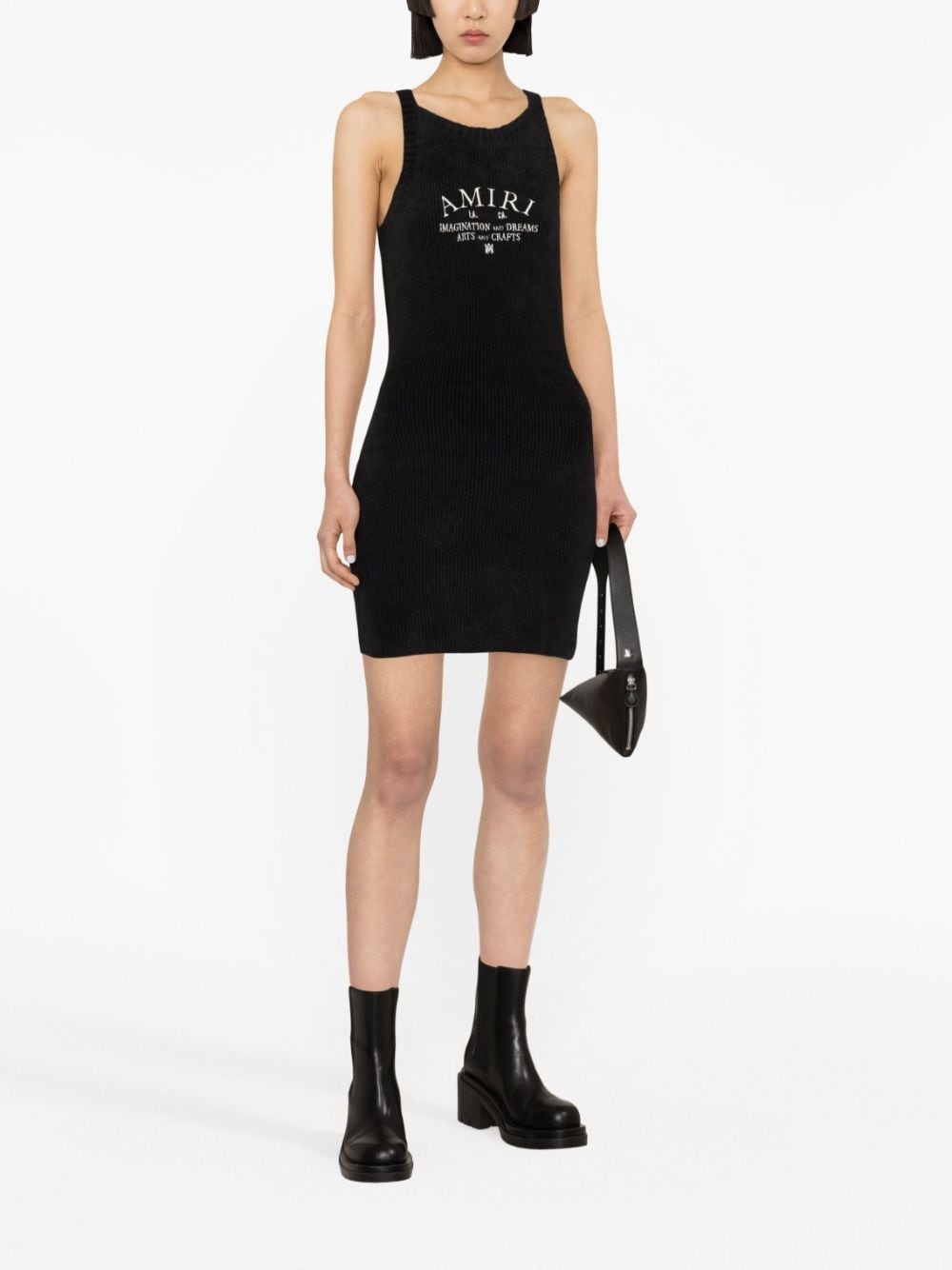 logo-embroidered knitted minidress - 2