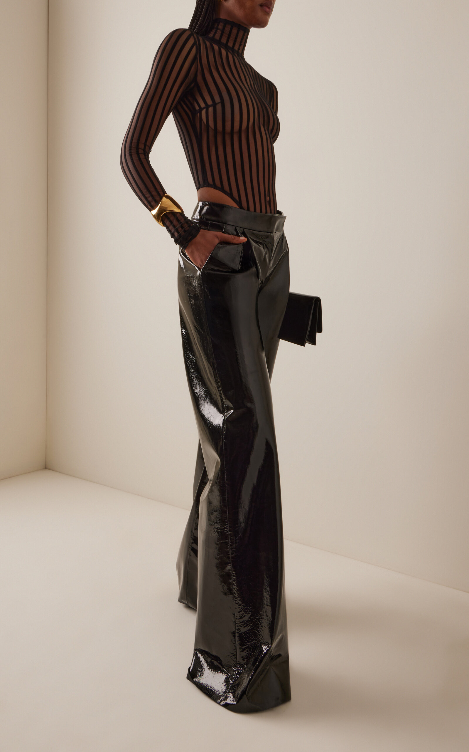 Leather wide Leg Pants black - 2