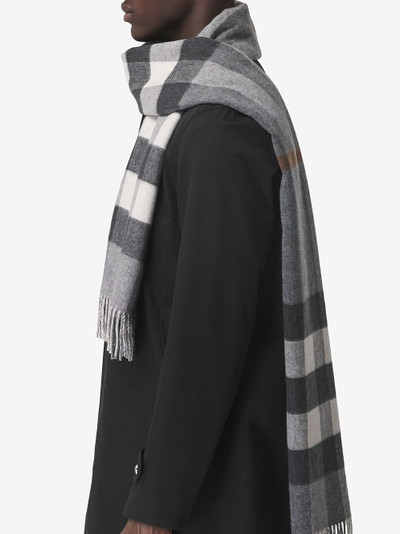 Burberry reversible monogram-print and checked cashmere scarf outlook