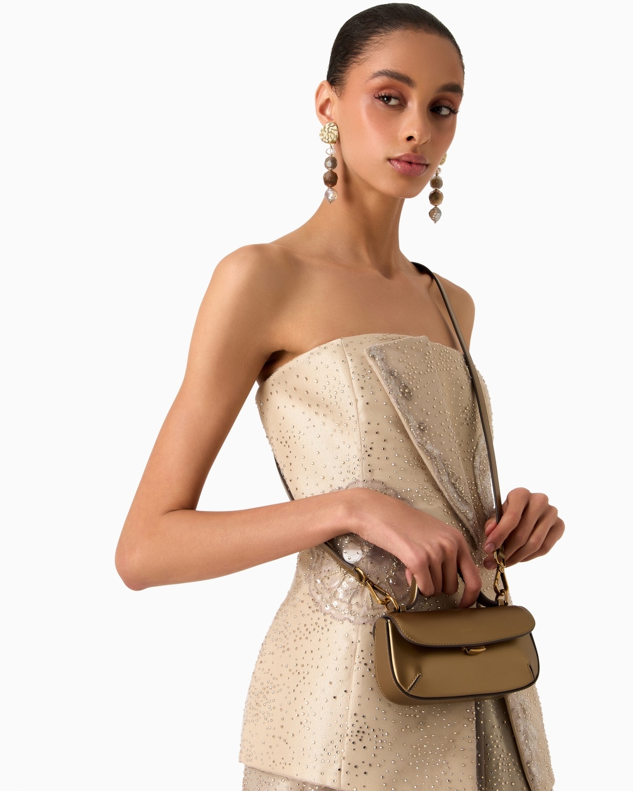 MINI LA PRIMA LAMÉ LEATHER HANDBAG - 7