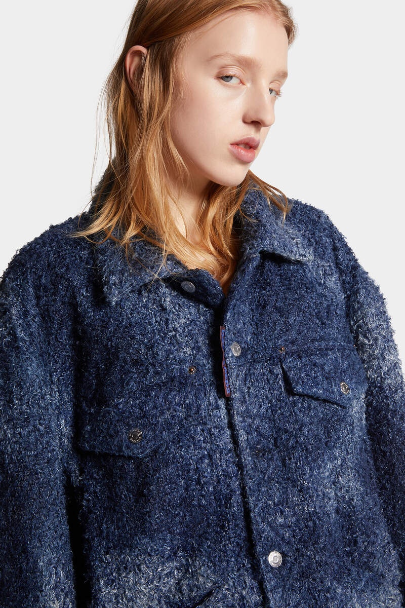 FURRY DENIM OVER JACKET - 5
