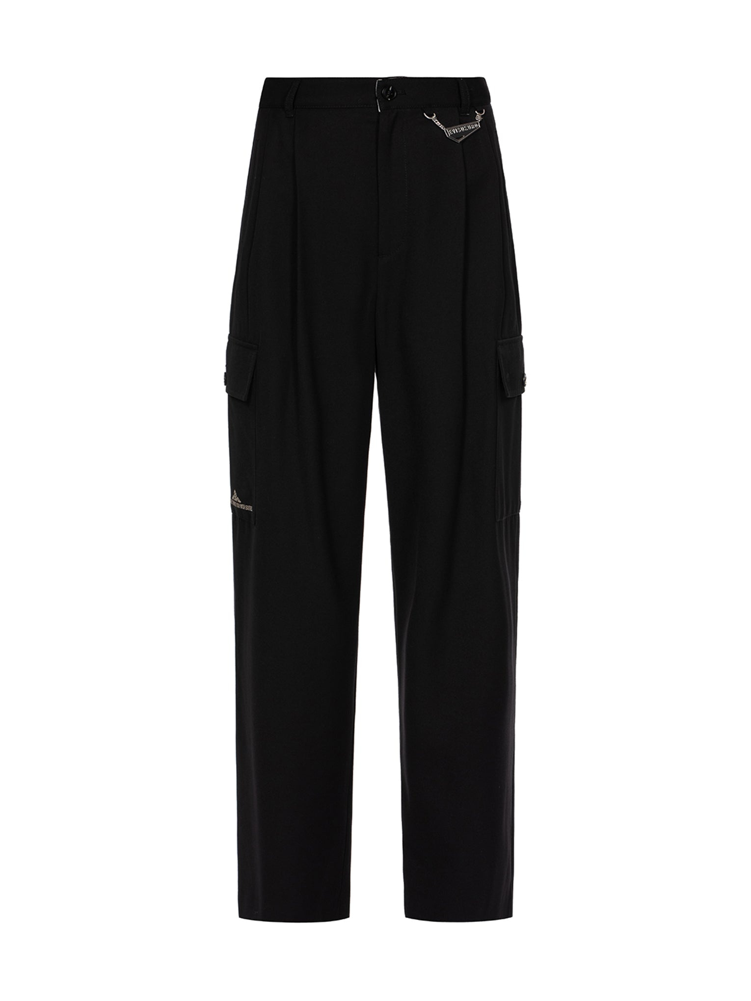 Logo Embossed Metal Plate Wide Leg Pants - 15