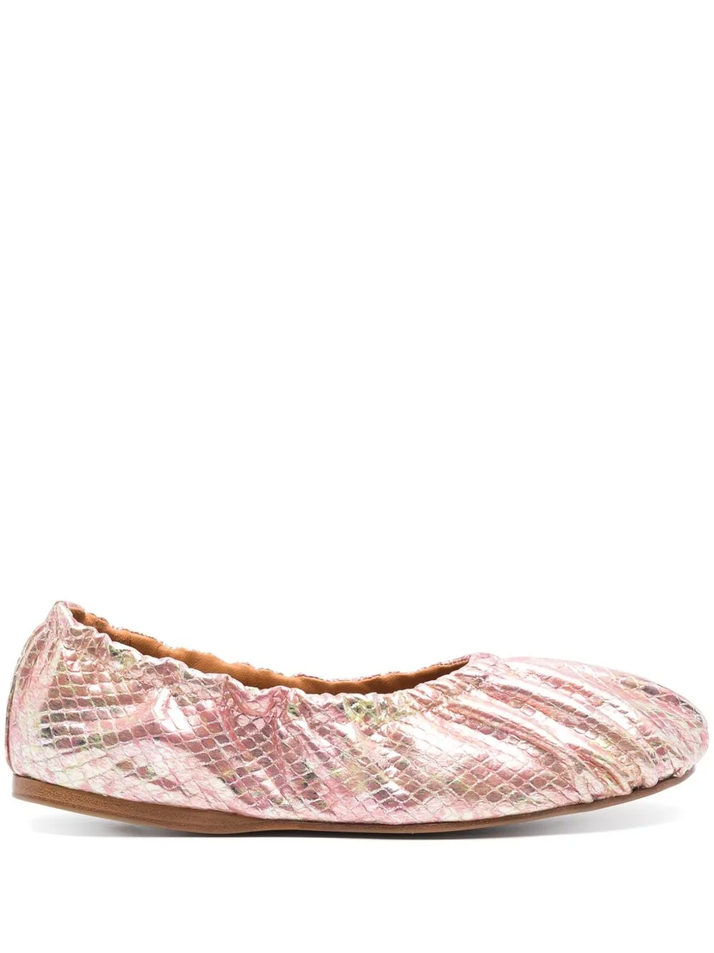 laminated snake-print ballet flats - 1