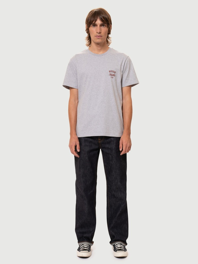 Nudie Jeans Roy Logo Tee Greymelange outlook