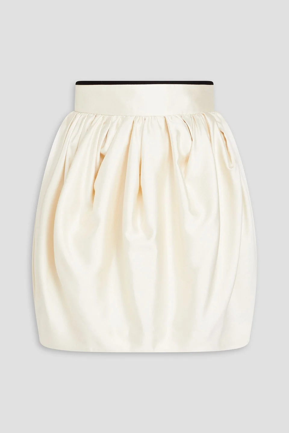 Grosgrain-trimmed wool and silk-blend duchesse-satin mini skirt - 1