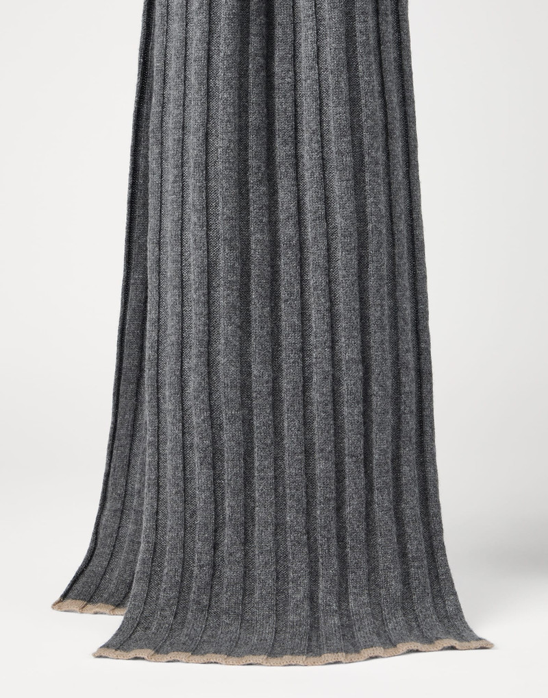 Cashmere rib knit scarf 1