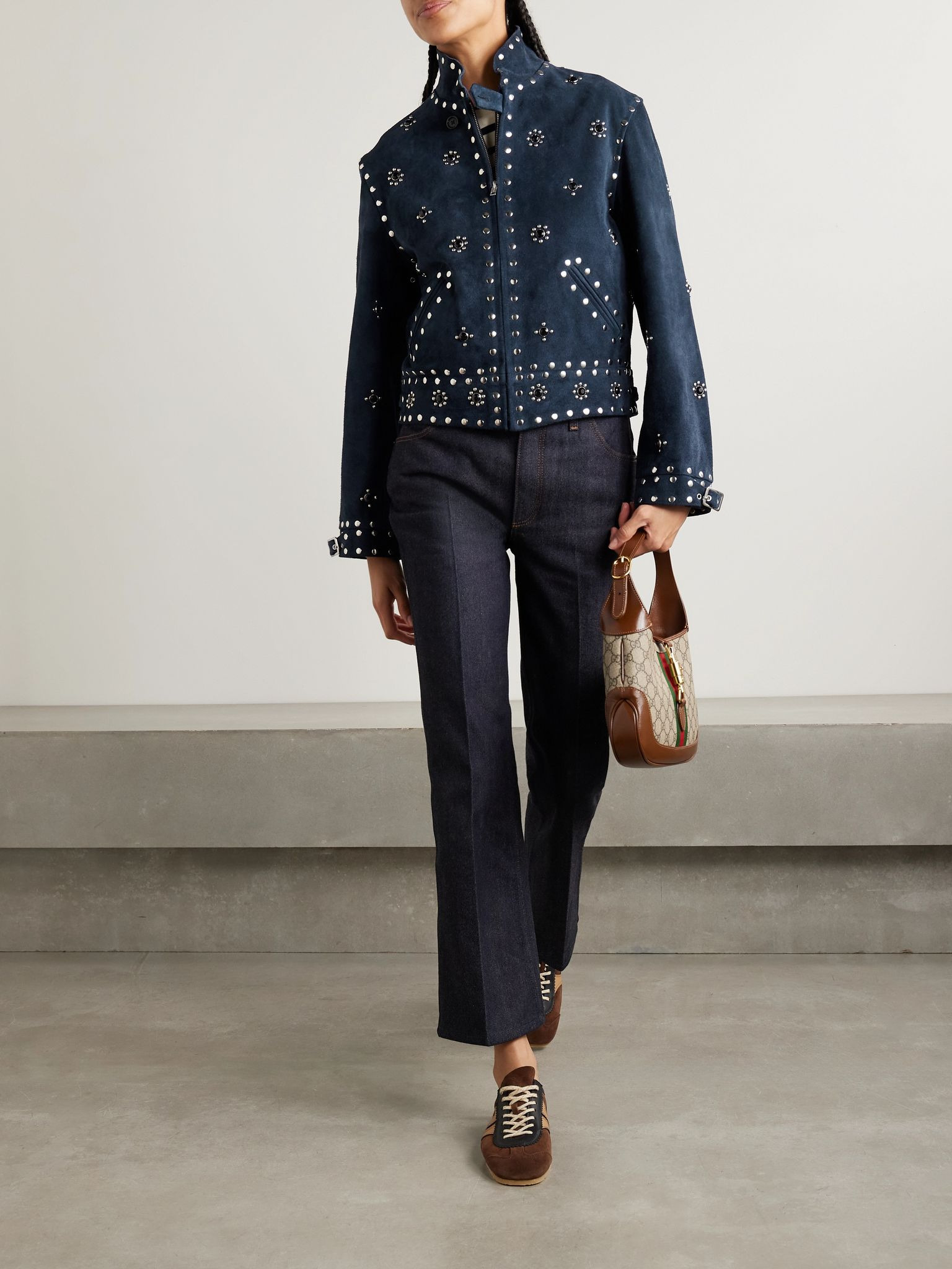 Howard embellished suede jacket Navy - 2