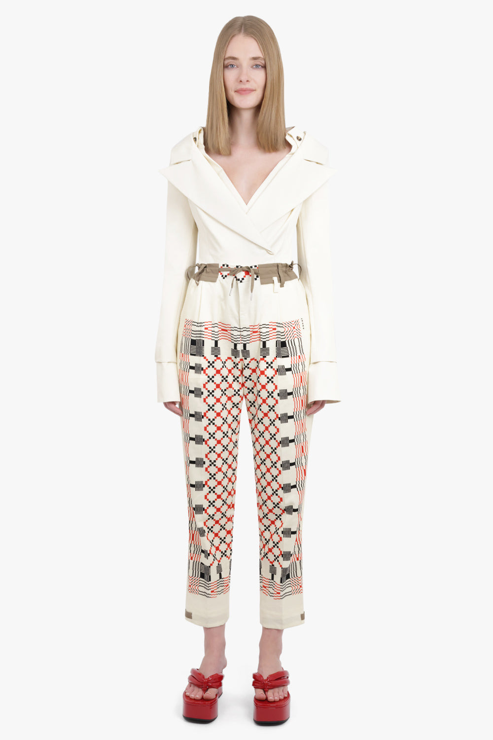 GEOMETRIC PRINT PANTS | ECRU - 2