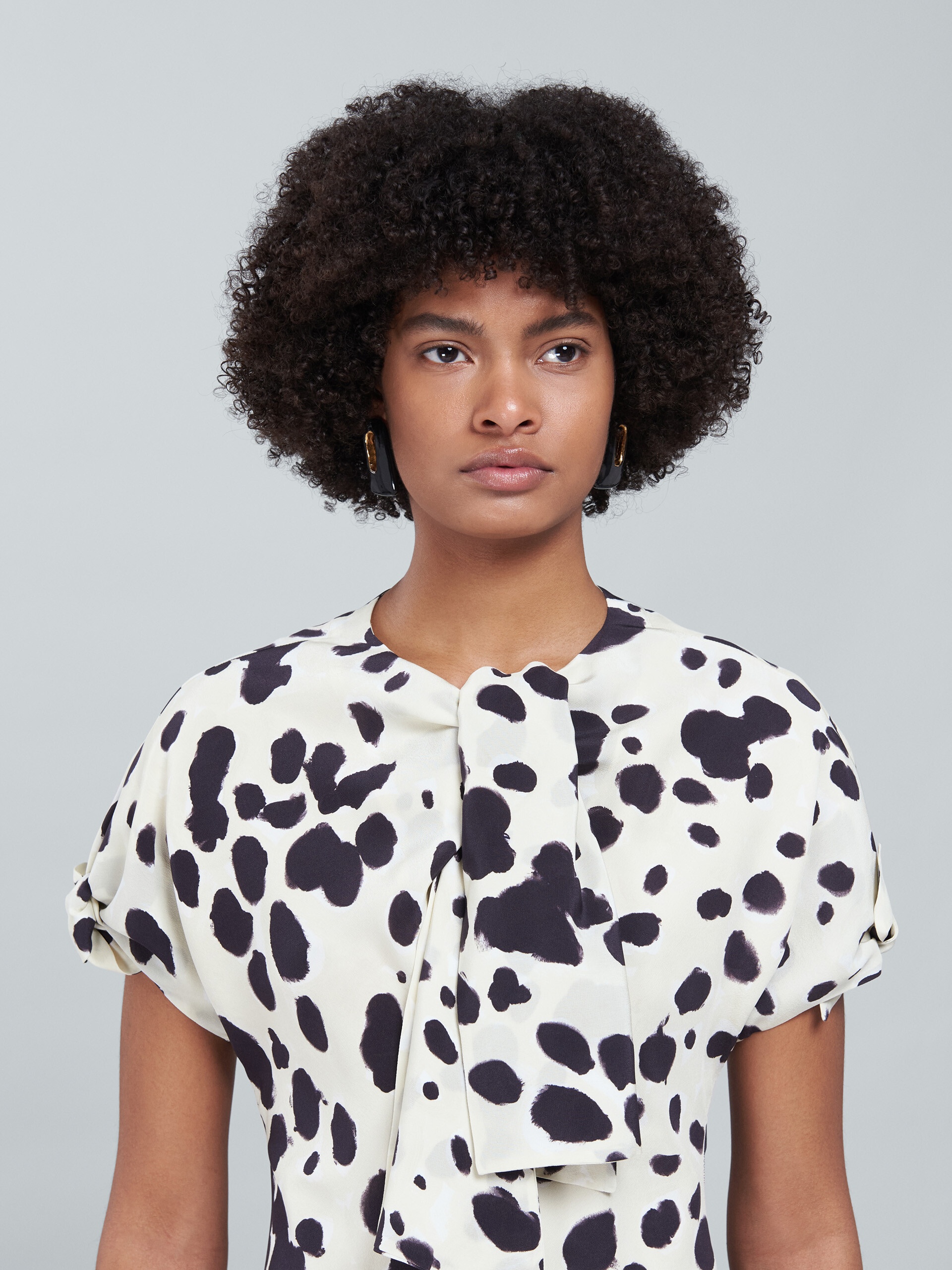 POP DOTS PRINT SILK CRÊPE LONG DRESS - 4