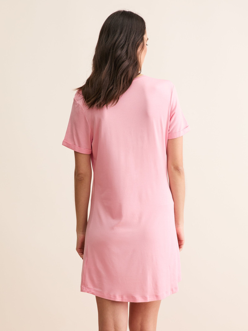 Women's V-Neck Sleep T-Shirt Lara Micro Modal Stretch Pink 1