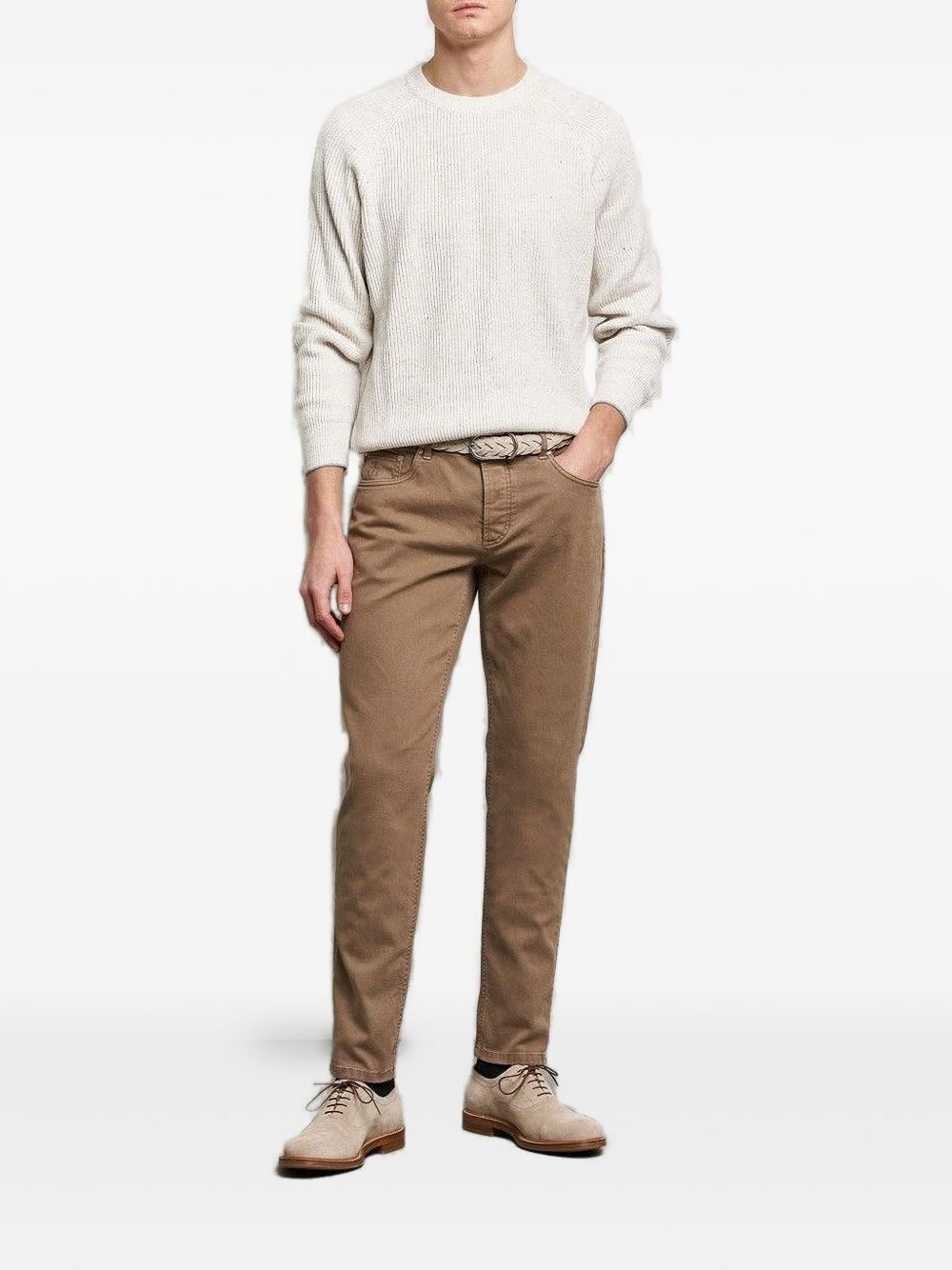 pocket-detail cotton-blend straight-leg trousers - 2