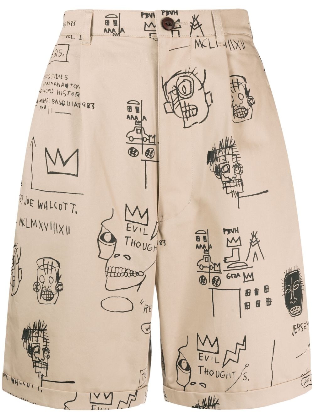 hand-drawn-print wide-leg shorts - 1