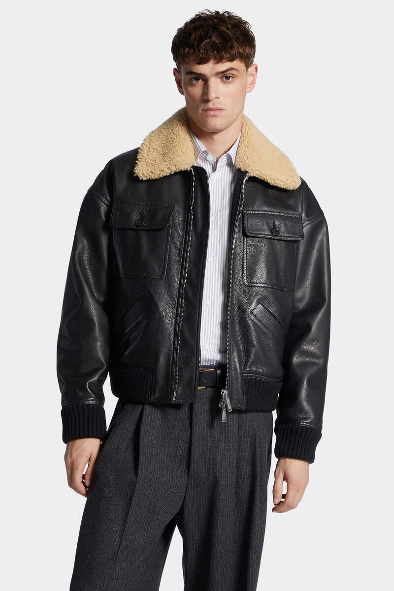 LEATHER AVIATOR BOMBERÂ - 3