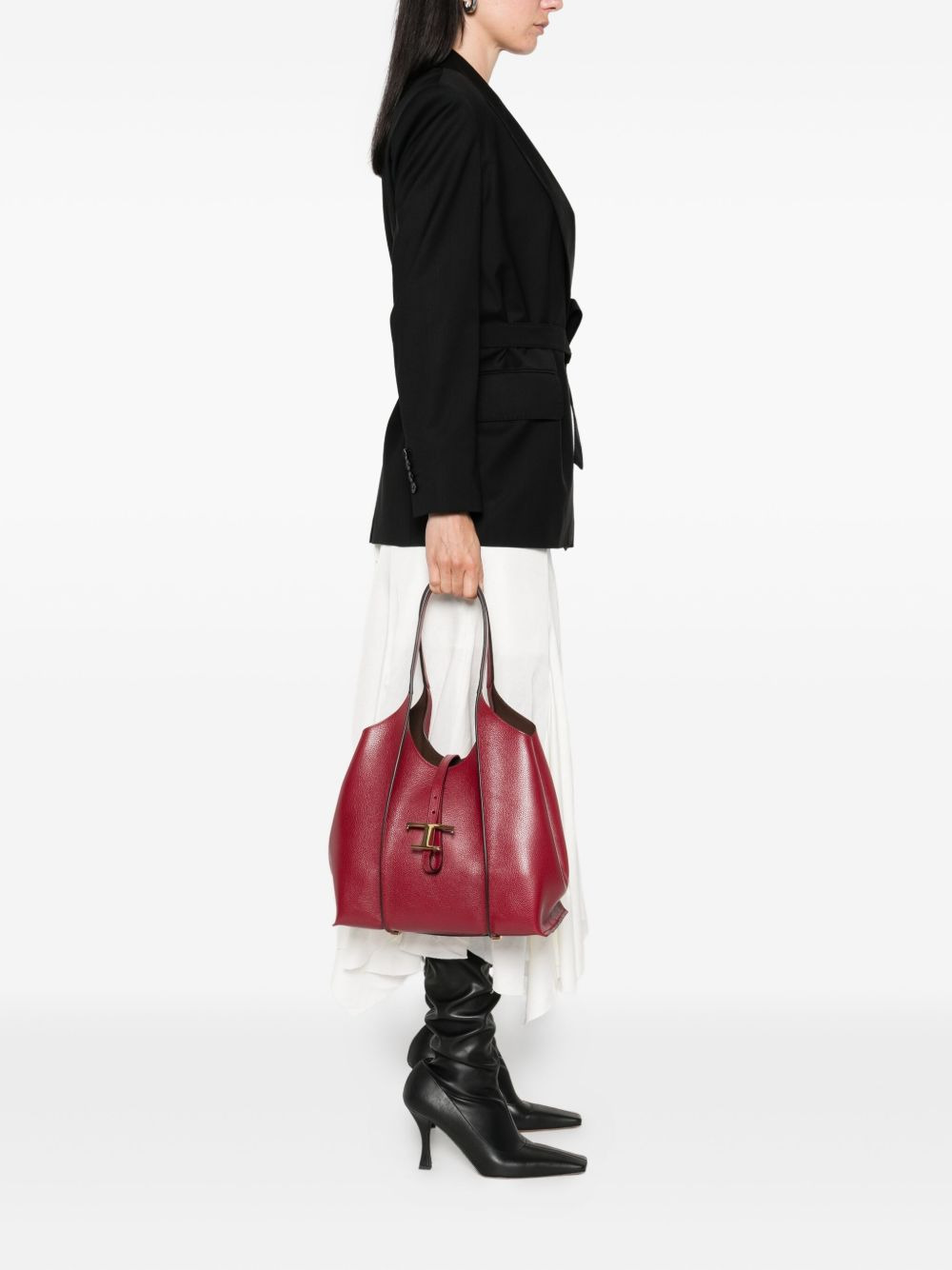 Timeless T-bar clasp leather tote bag - 2