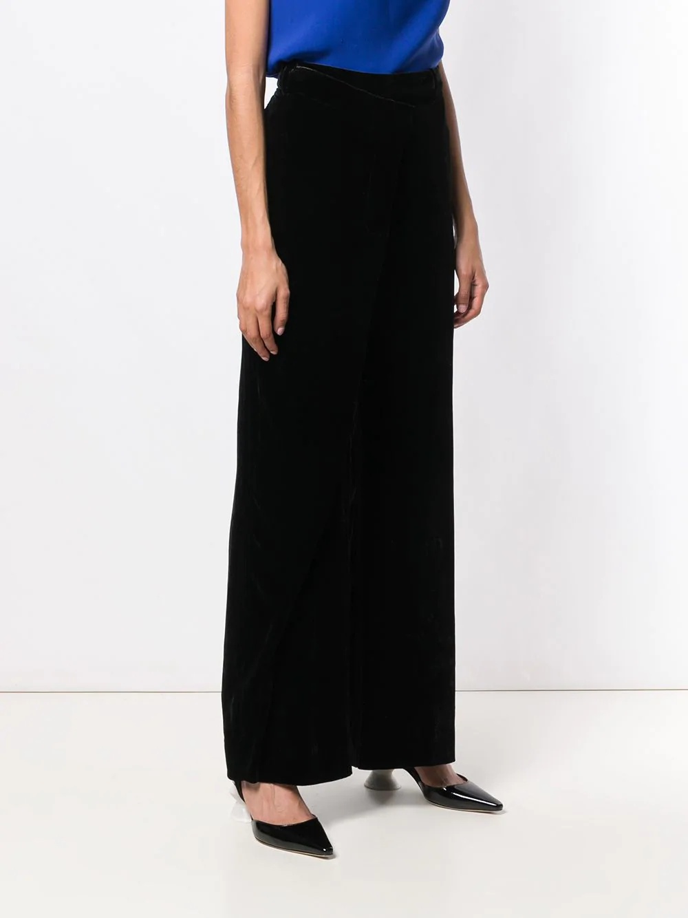 asymmetrical velvet pleated trousers - 3