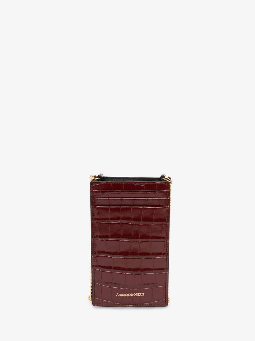 Women's Skull Phone Case With Chain in Burgundy 3