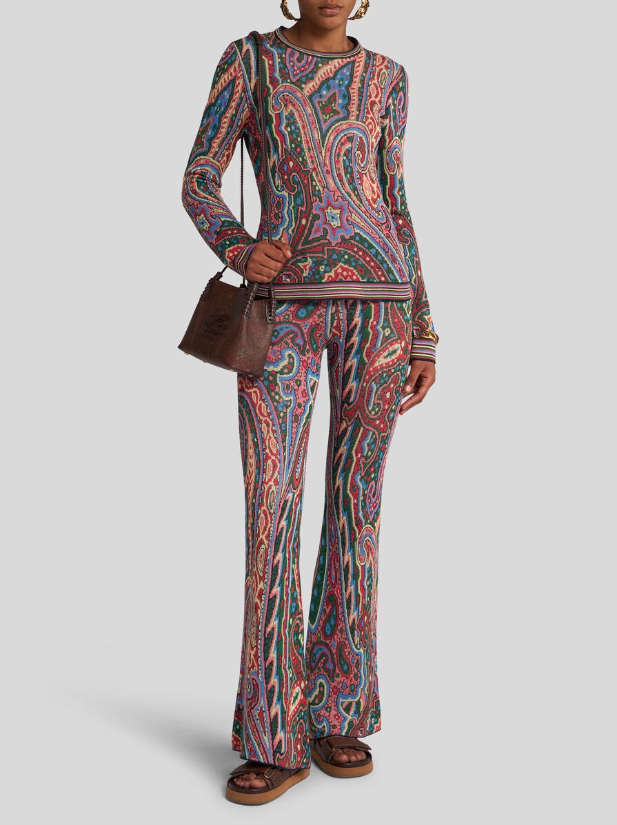 FLARED PAISLEY JACQUARD TROUSERS - 4