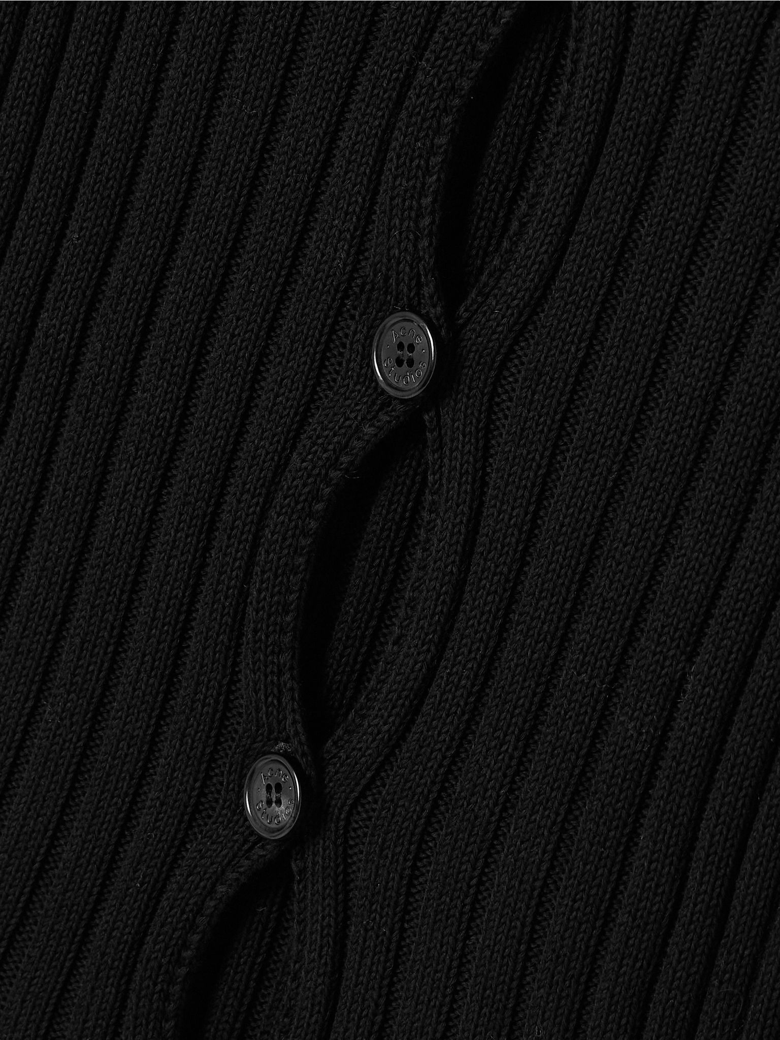 Ribbed cotton cardigan Black - 4
