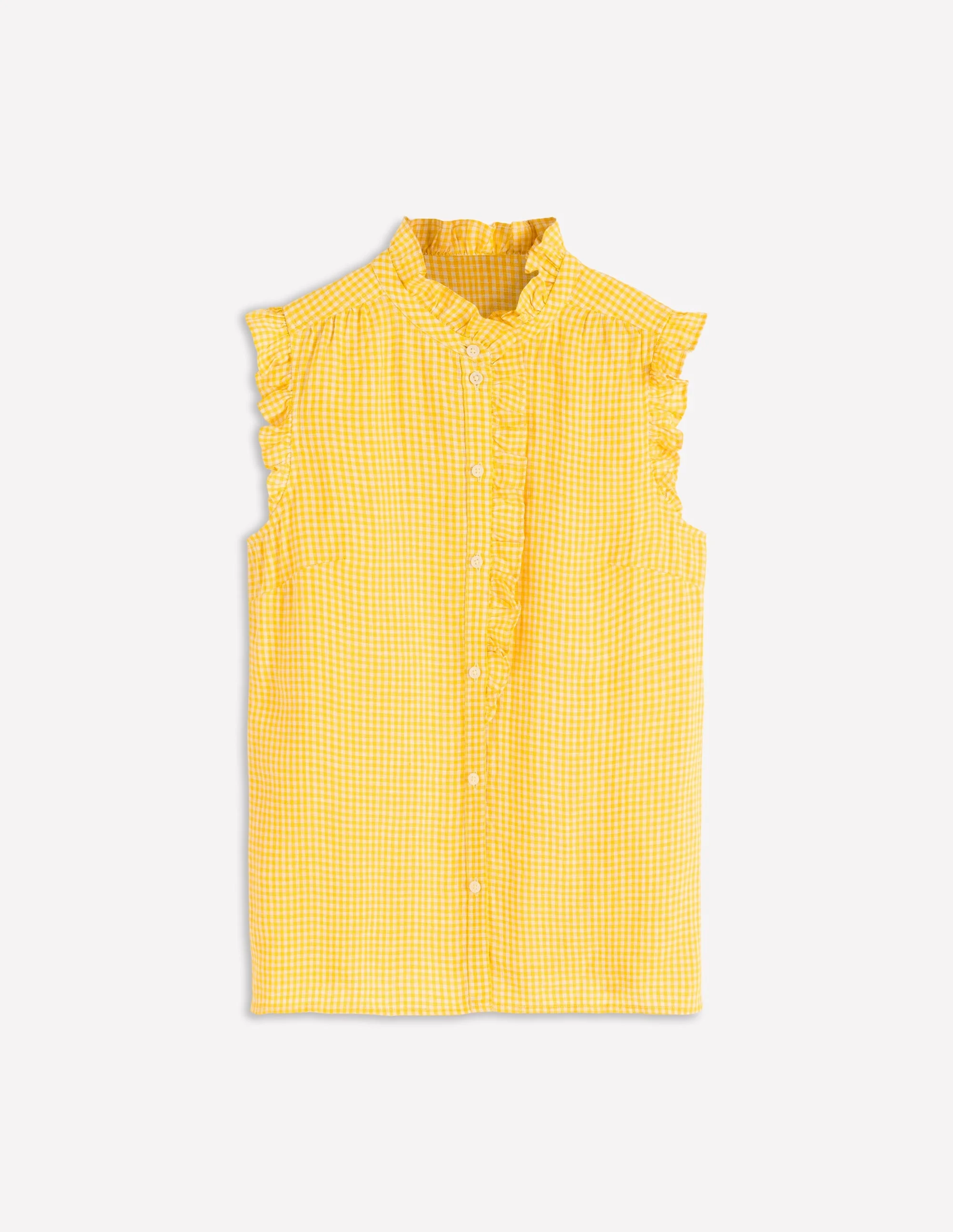 Isabel Sleeveless Linen Top-French Marigold Micro Gingham - 1