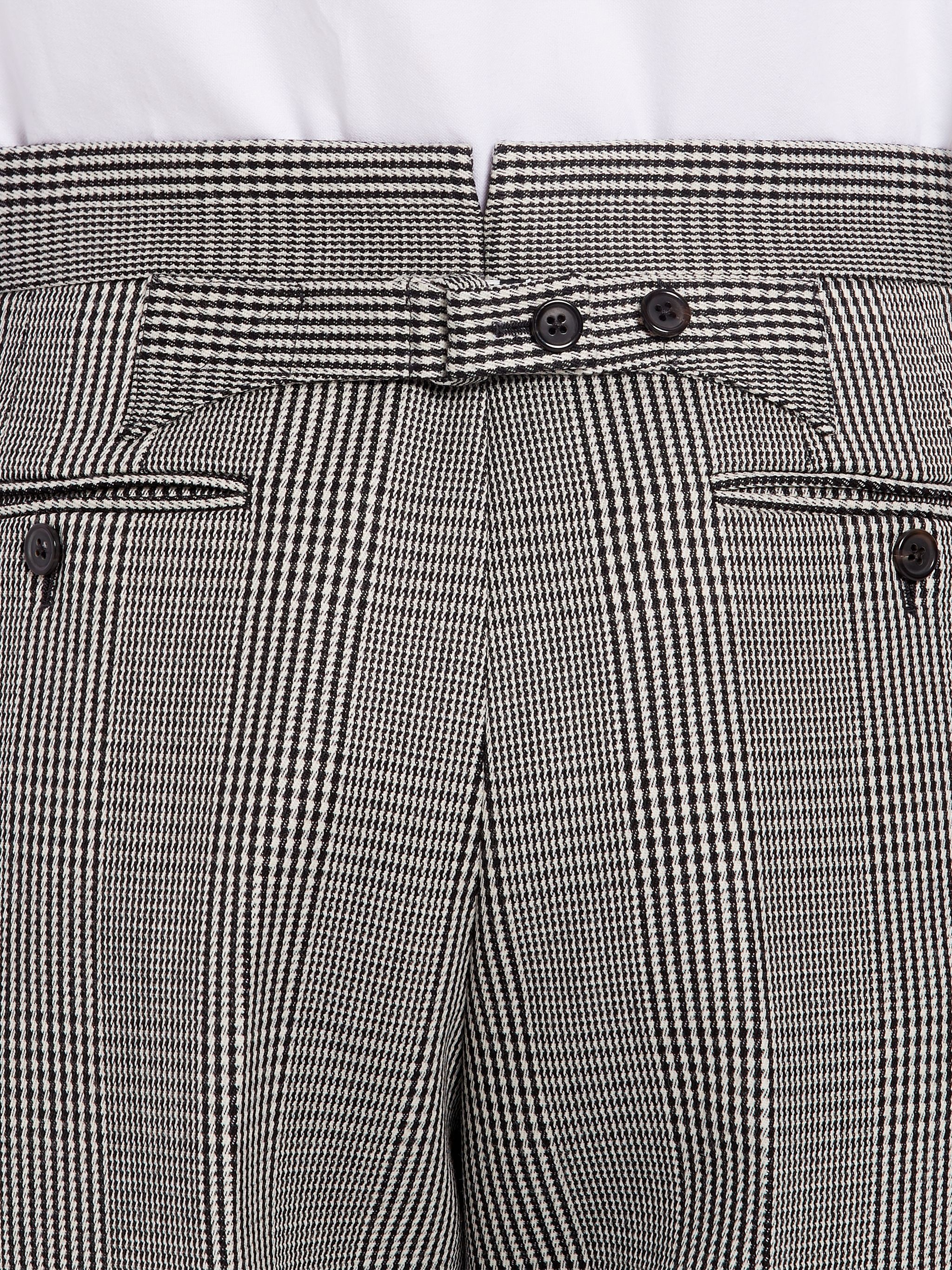 Black and White Prince of Wales Wool Cavalry Twill Classic Trouser - 6