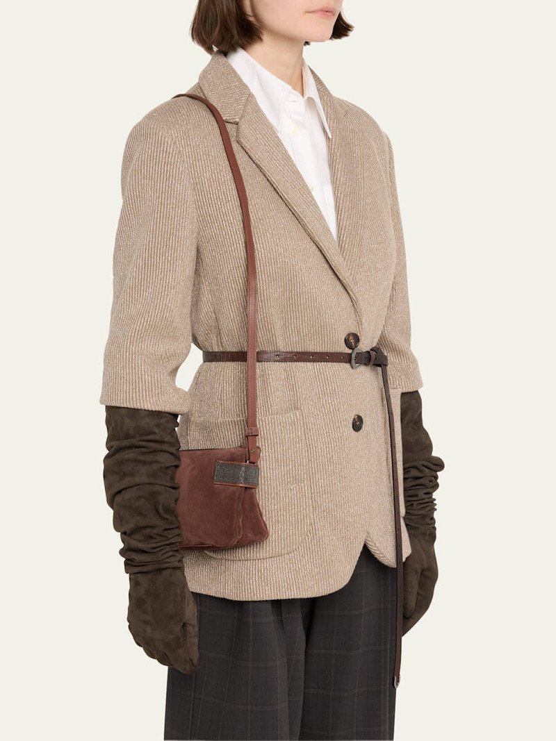 Brunello Cucinelli Essence Mini Monili Calfskin Suede Shoulder Bag outlook