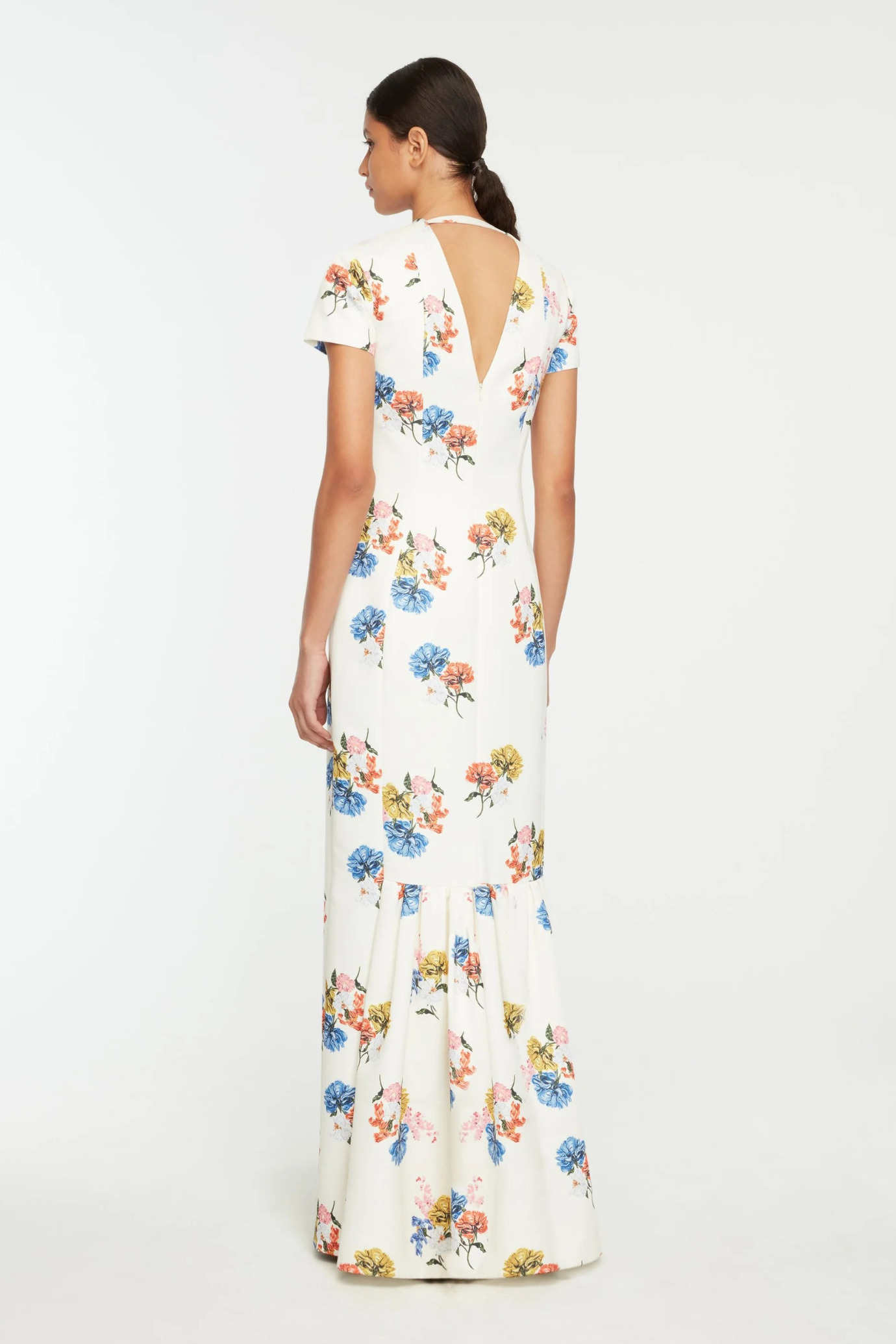 FOSETTE DRESS IN RETRO BOUQUET ON WHITE TAFFETA FAILLE - 4
