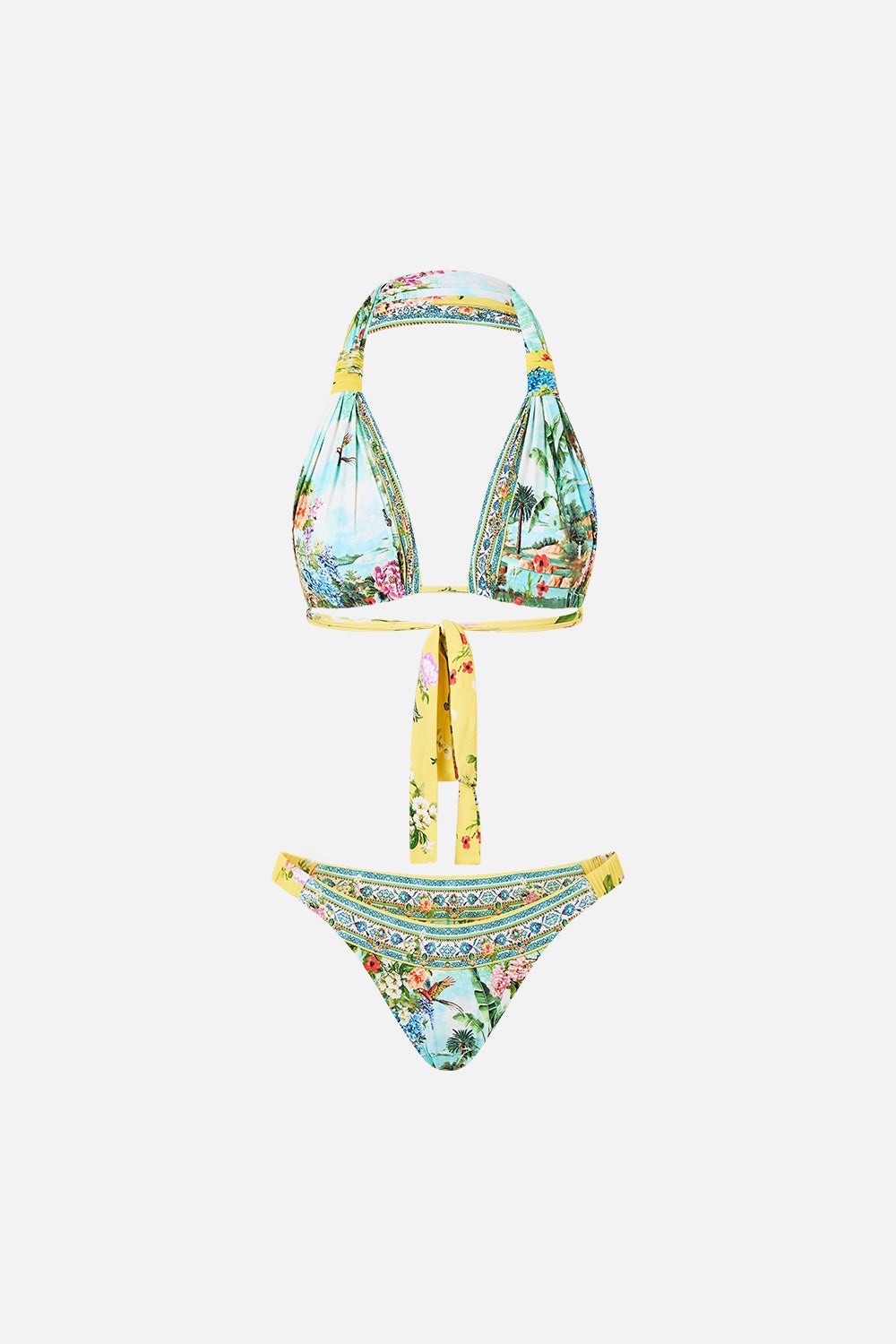 REVERSIBLE GATHERED TAB HALTER BIKINI SET - 2