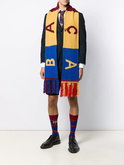 Thom Browne FC Barcelona crest stripe scarf outlook