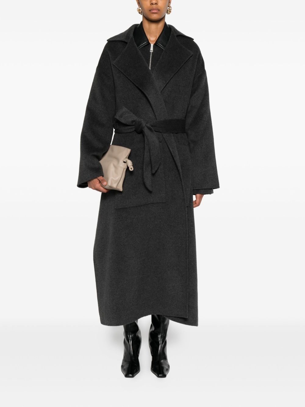 belted wool coat - 2