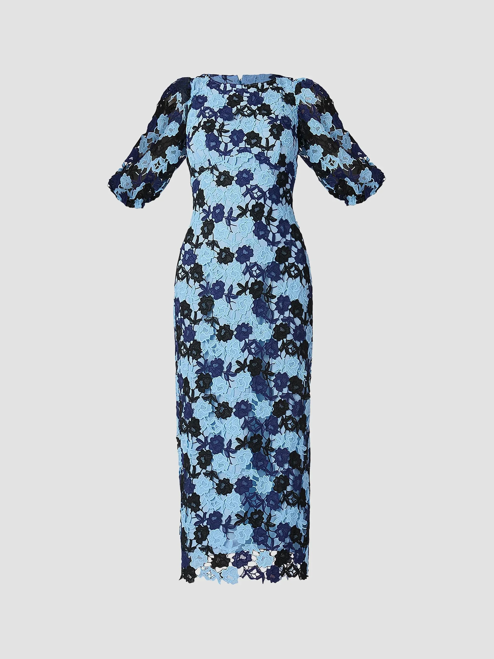 Women's Lanier Guipure Floral Cocktail Dress - Tonal Blue Multi Jet - 1