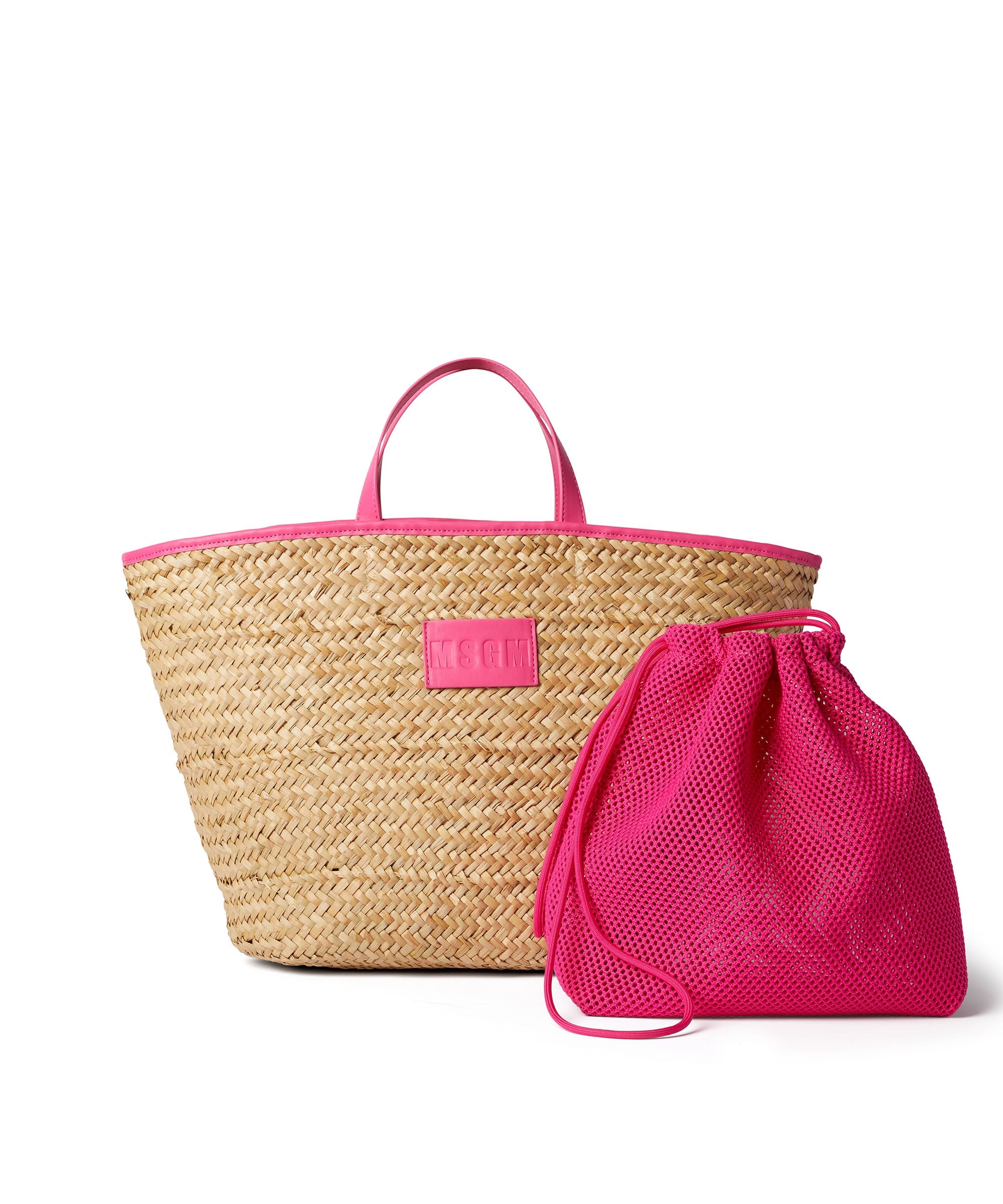 Large straw tote bag with accomanying mini pouch - 4