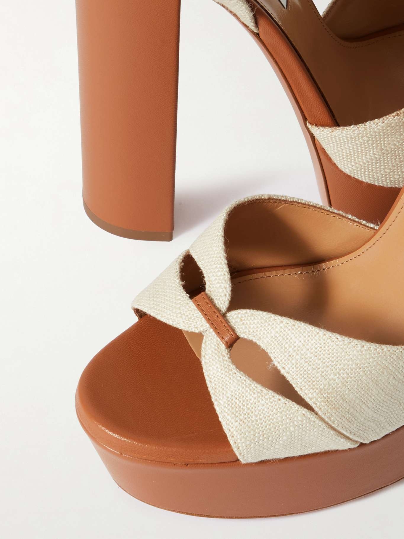 Villette 140 linen and leather platform sandals - 4