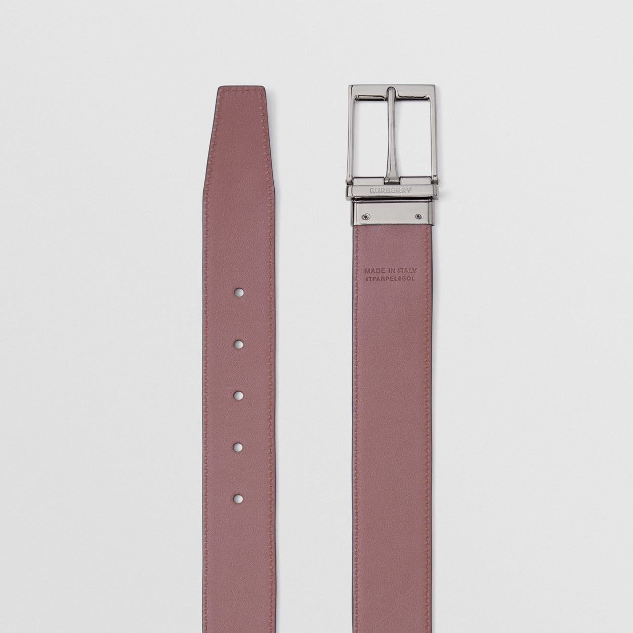 Reversible Embossed Check Leather Belt - 9
