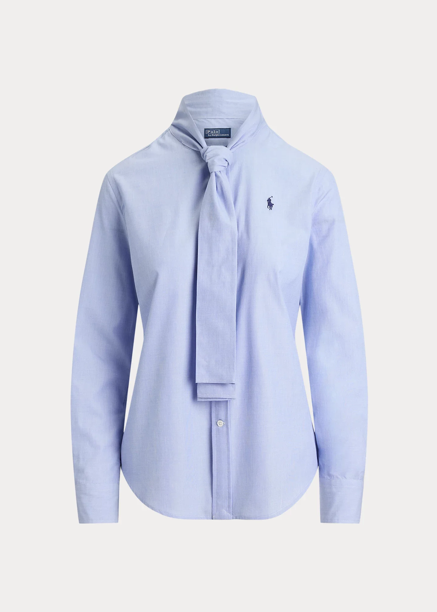 Slim Fit Cotton Tie-Neck Shirt - 1