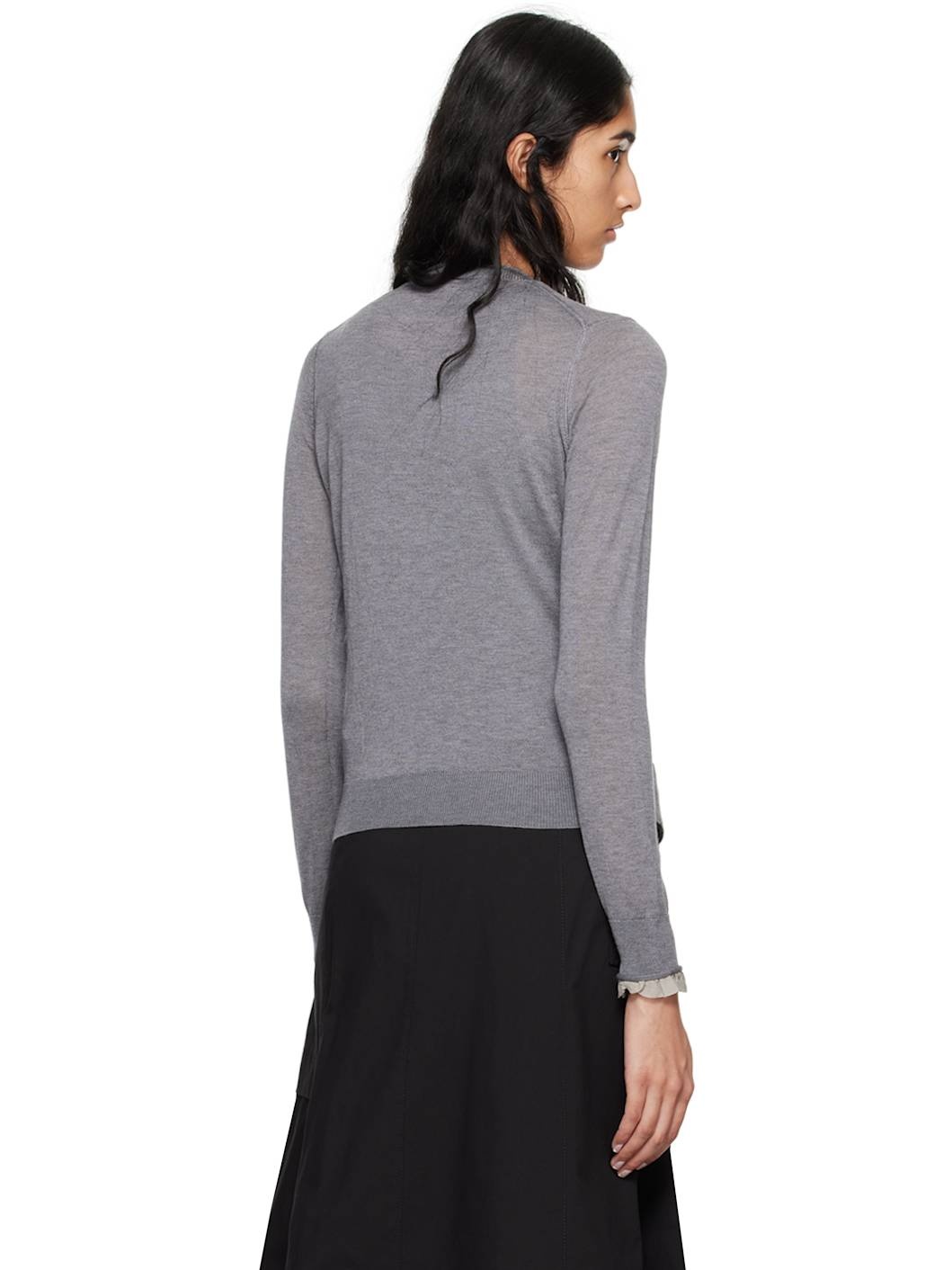 Gray Layered Wool & Silk Sweater - 3