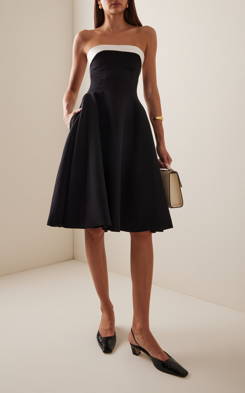 Mirror Palais Opera Strapless Crepe-Back Silk-Satin Lady-Length Dress black outlook