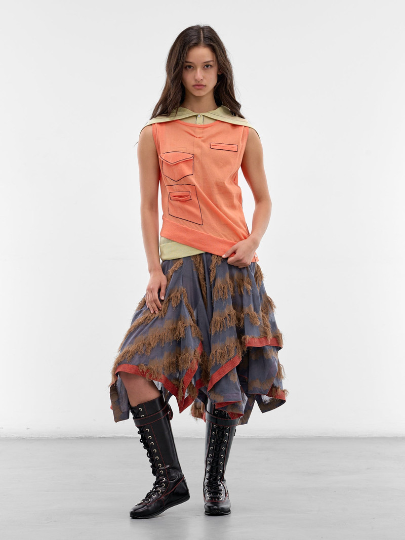 Kiko Kostadinov Klapheck Patchwork Fringe Midi Skirt outlook