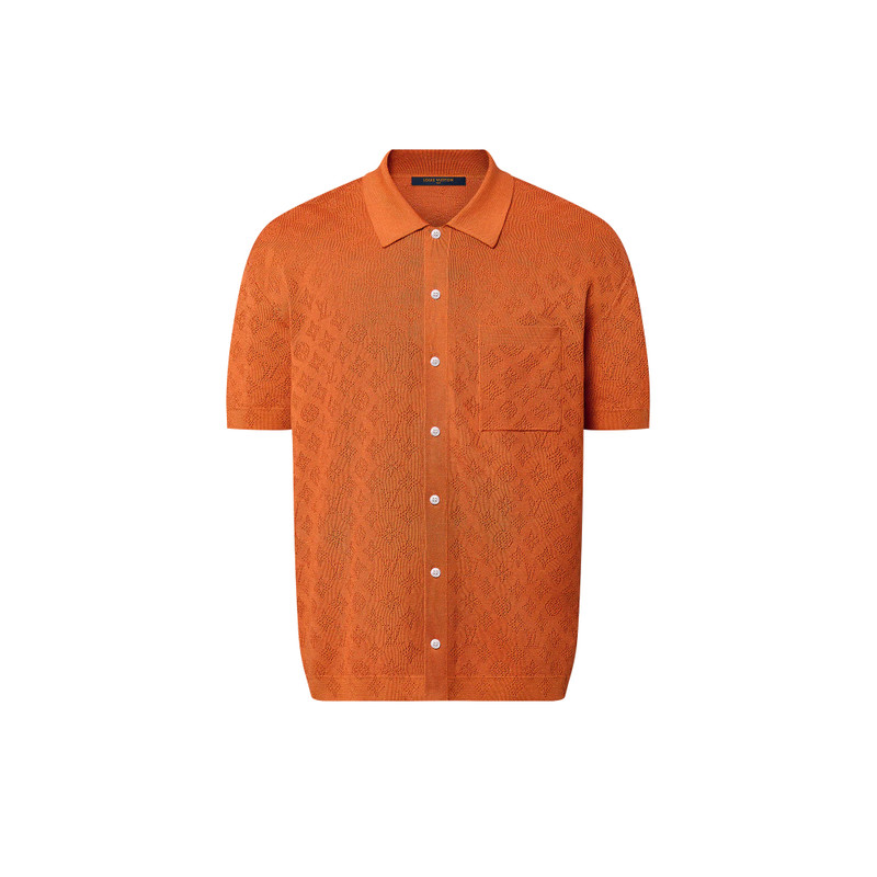 Monogram Pointelle Short-Sleeved Cotton Shirt 1