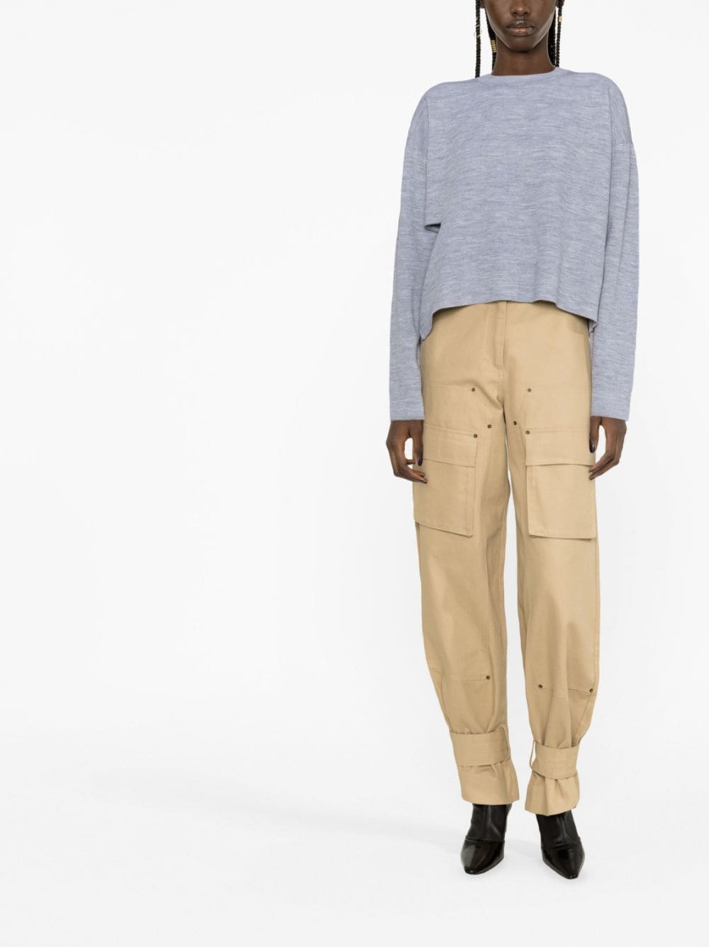 cut-out-detailing cropped jumper - 4