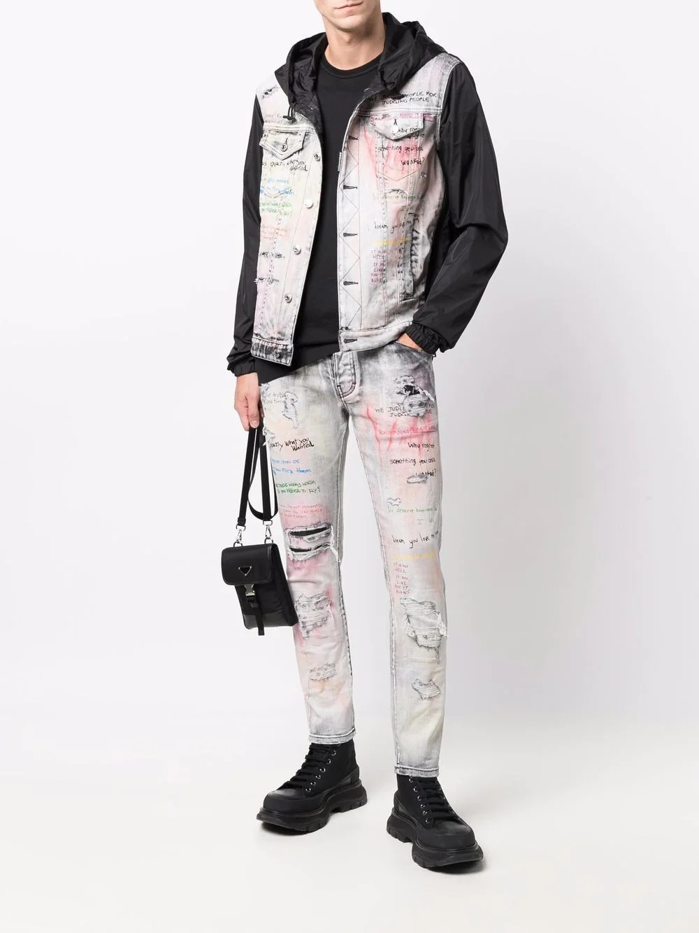 mid-rise graffiti-print straight-leg jeans - 2